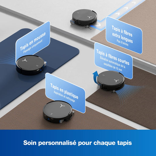 ECOVACS X8 Omni Robot Aspirateur Laveur avec Station Omni, Aspirateur Robot 18000Pa, Nettoyage Automatique instantané OZMO Roller, Lavage à l'eau Chaude 75 ℃, Vidage Automatique, Noir